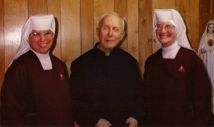 Father Hardon with Mother John Paul and Sister Marietta in 1998 at Cor Jesu Monastery in New Mexico.